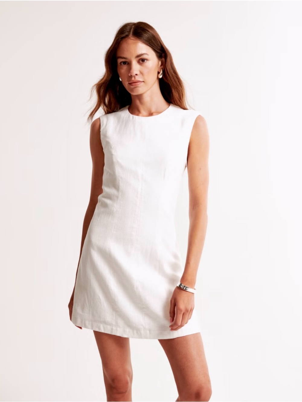 White Linen High Neck Dress (TALL)